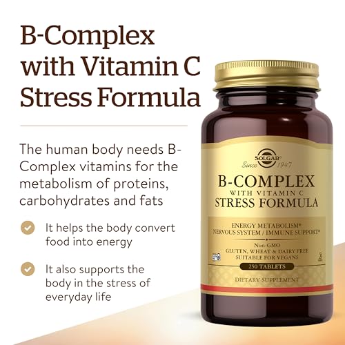 Solgar Vitamin B-Complex with Vitamin C Tablets - Pack of 250 - High Strength B-Complex - Energy, Immune and Nervous System Support - Vegan, Gluten Free and Kosher - Image 4