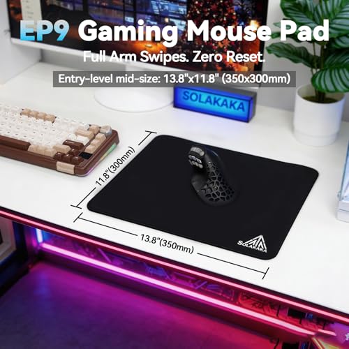 Image of SOLAKAKA EP9 Pink Gaming Mouse Pad - 4MM Thick 13.8 inchx11.8 inch (350x300mm), Tight-Weave Control Surface, Non-Slip Rubber Base, Stitched Edge- FPS,MOBAs,RTS,MMO(M zise)