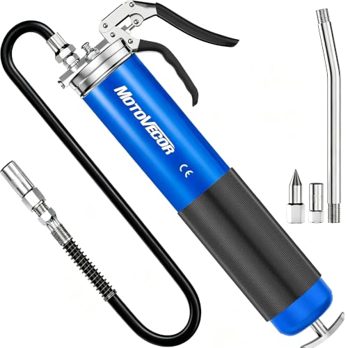Professional Pistol Grip Grease Gun, 27' Reinforced Flex Long Hose 6000PSI