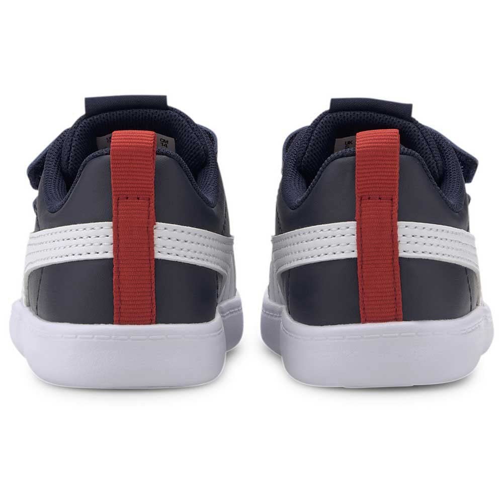 PUMA Unisex Courtflex V2 V Inf Sneaker dziecięce buty typu sneakers, Niebieski Peacoat High Risk Red, 27 EU