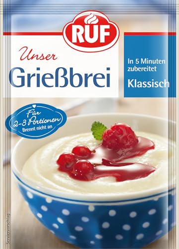 RUF Griessbrei Klassische Art, 2-3 Portionen, fertig in nur 5 Minuten als Dessert, Zwischenmahlzeit oder süße Hauptspeise