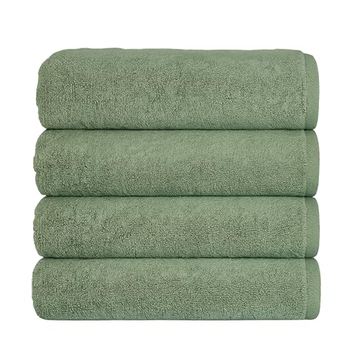 Soleil Fine Goods Luxurious 800 GSM 100% Cotton Bath Towel Set (4-Pack, 27x54) - Heavyweight & Ultra Absorbent, Plush Softness for Bathroom | Hotel & Spa Quality Luxury Towels- Forest