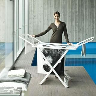 Vileda Zaffiro Stendibiancheria da Pavimento, Stendino a Cavalletto, da Esterno, con Ruote, Richiudibile, Spazio di Stenditura 20 mt, in Resina 100%, 182 x 55 x 88 cm