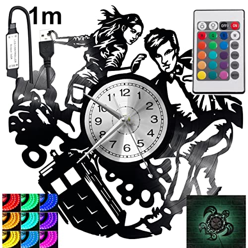 Doctor Who RGB LED Pilot Reloj de pared para mando a distancia, disco de vinilo moderno decorativo...