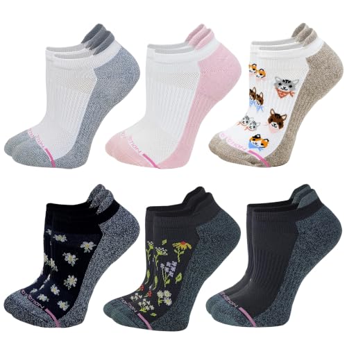 Image of Dr. Motion 6 Pairs Womens Low Cut Ankle Cushioned Breathable Compression Socks