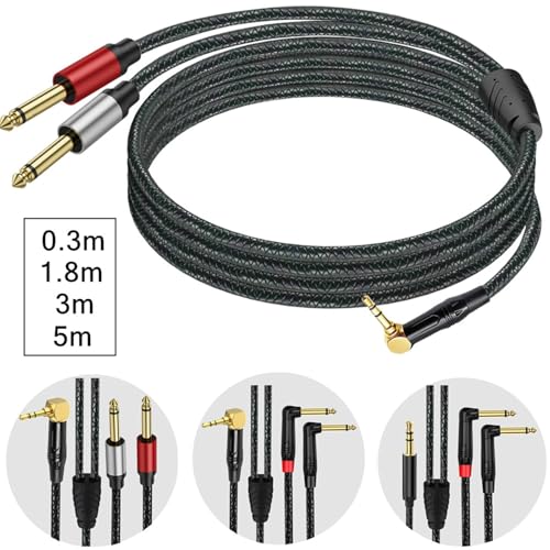 Cable adaptador 3.5mm macho a 2x6.35mm macho Y splitter 3 m miniatura 5