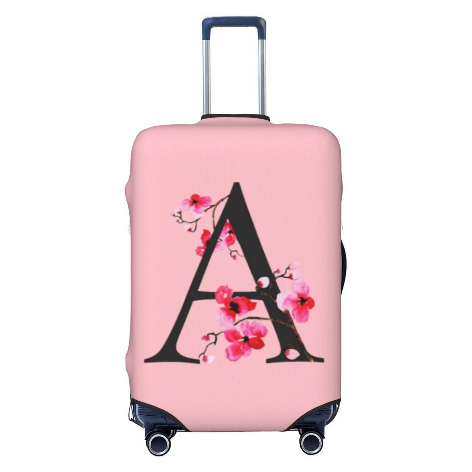 Luggage Cover Flower Letter A Pink Suitcase Protector fits 18-32inch Suitcase Cover Washable Dustproof with Concealed Zipper for Wheeled Suitcase