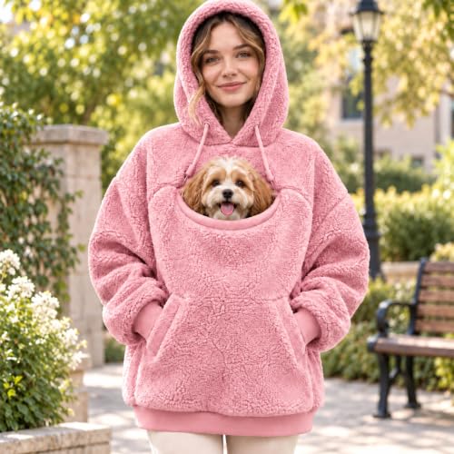 Pet Pouch Sweatshirt for Women Flannel Cat Carrier Hoodie with Pouch Shirt - image 2
