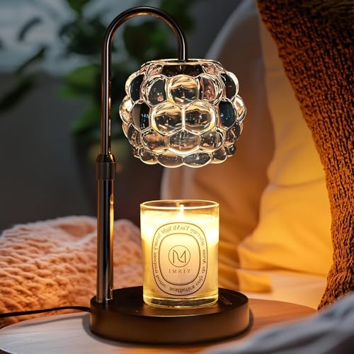 Candle Warmer Lamp with Timer Adjustable - Height Candle Warmer, Dimmer, Vintage Glass Wax Melting Lamps for Home Decor, for Candles in Jars with 2 Bulbs