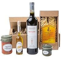 The Wine Guys Geschenk-Set Präsentkorb Tavola Italiano mit Piemonteser Feinkost und Chianti, Antipasti, Pesto Ligure, Würzöl 75 cl