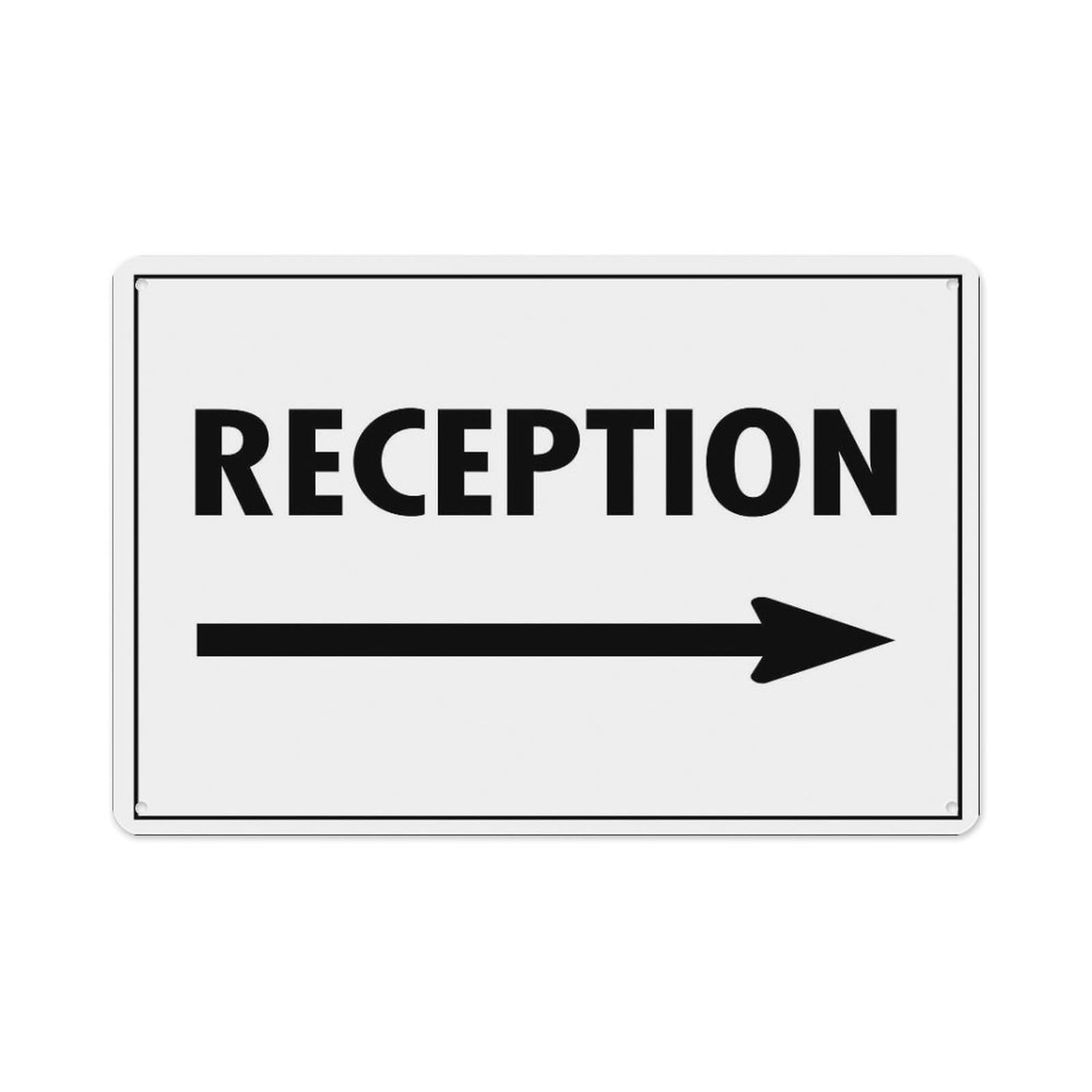 peiyeety Reception (Arrow Right) Sign Aluminum Tin Warning Signs for Home Outdoor Garden 12X16 Inches