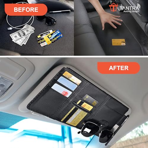 Image of TANTRA Car Sun Visor Organizer Stylish Storage Solution (Black)