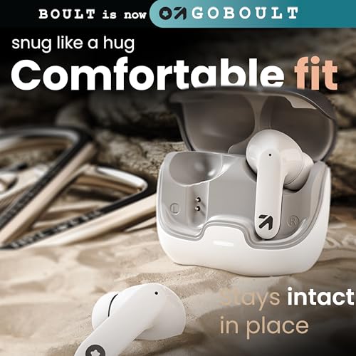 Image of GOBOULT Z40 True Wireless in Ear Earbuds with 60H Playtime, Zen ENC Mic, Low Latency Gaming, Type-C Fast Charging, Made in India, 10mm Rich Bass Drivers, IPX5, Ear Buds TWS (White)