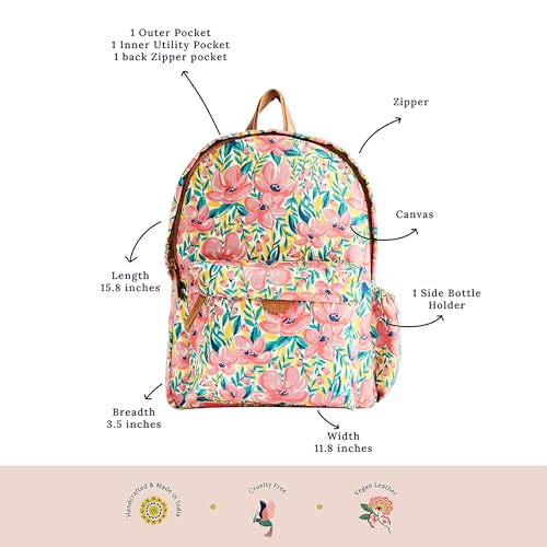 Image of TEAL BY CHUMBAK Laptop Backpack for Women, Stylish Canvas Bag for College, Office, School and Travel, Fits 15-Inch Laptop, Lightweight and Durable with Organizer