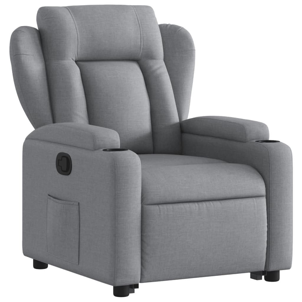 vidaXL Sillón Reclinable Elevable, Silla con Respaldo Reposabrazos, Sillón de Relax Descanso, Asiento Ajustable para Ancianos, Tela Gris Claro