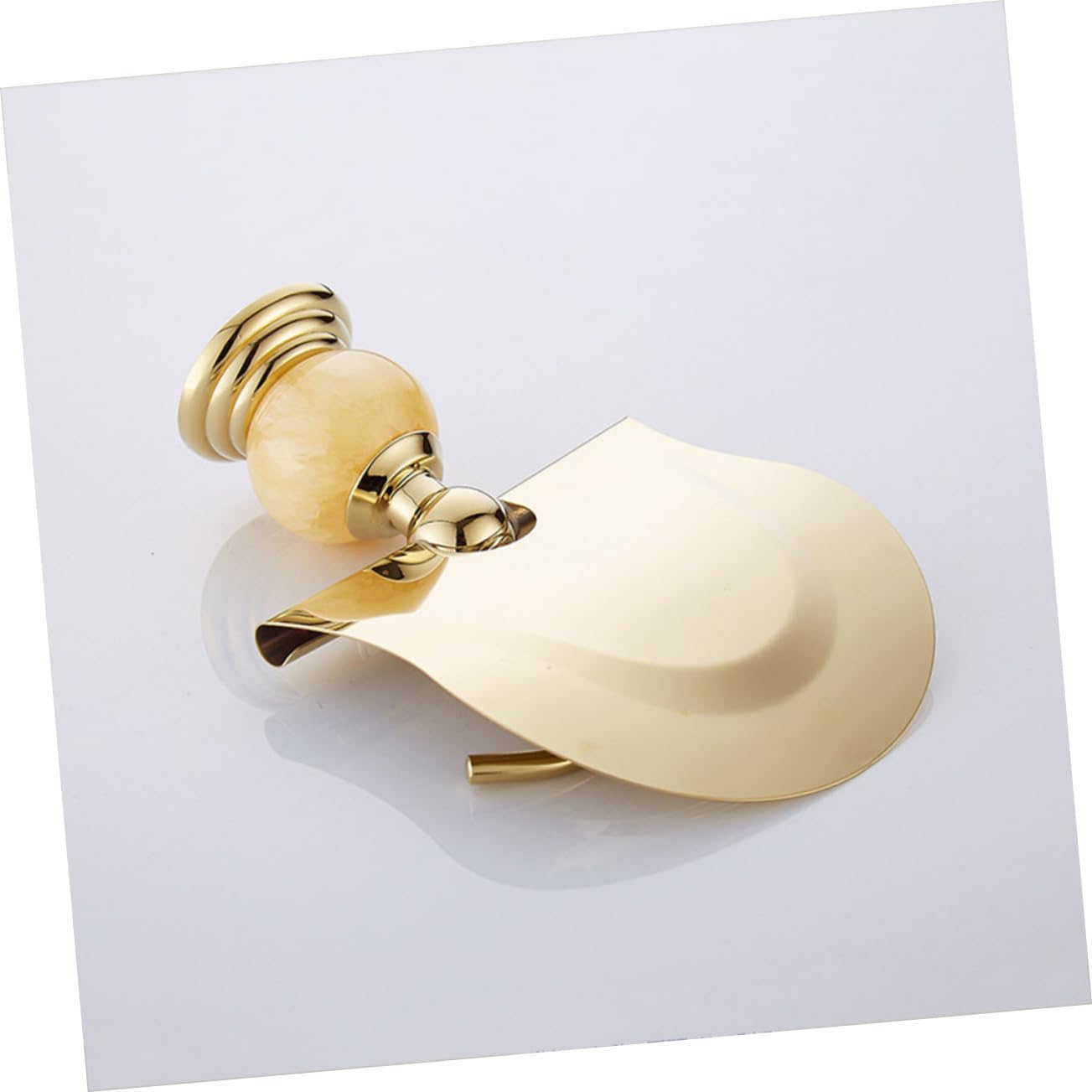 Housoutil Sturdy Stainless Steel Gold Toilet Paper Holder Wall Mount Paper Roll Holder for Bathroom Adhesive Roll Stand