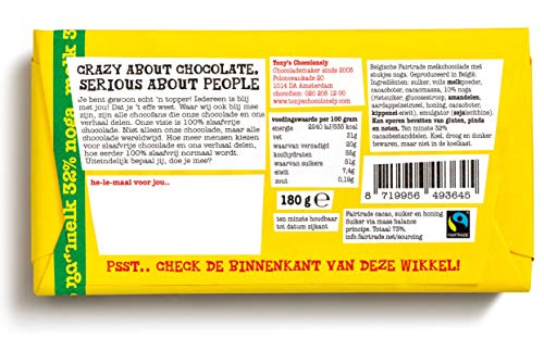 Tony's Chocolonely - Chocoladereep Melk Noga - Zeg 't met een reep "Blij met jou" - 180 gram - Fairtrade Chocolade - Afbeelding 6
