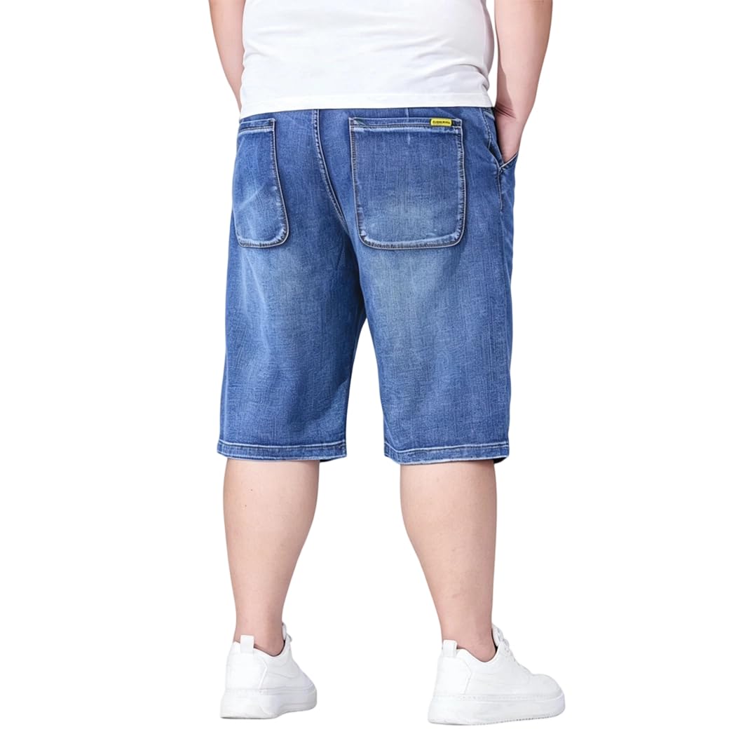 Pantalones Corto Vaqueros para Hombre, Suelto Ancho Denim Shorts de Mezclilla Dritto NZK1389