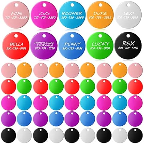 Blank Dog Pet Tags 25 mm for Engraving Aluminum Round Discs Smooth Metal Tag Colorful Double Stamping Tag Pendants with Hole for DIY Craft Pet Tag Charm Supplies (100) Cover