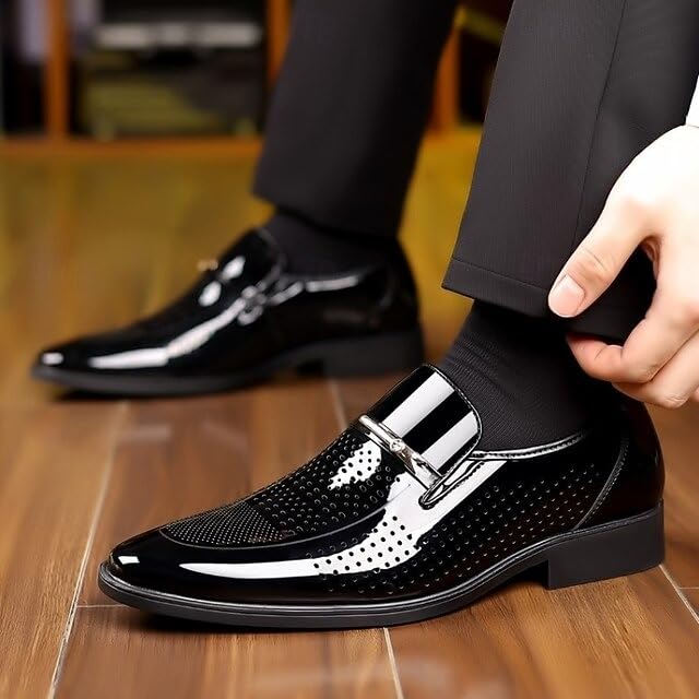 Image of Centrino Mens 9563 Centrino Men Glossy Formal Shoes |Slip-On Design with Cushioned Insole for Comfort |Craftsmanship for All-Day Elegance 9563-2