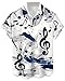 YBHUO Music Shirts for Men Retro Music Notes 3D Print Short Sleeve Casual Button Down Big Tall Shirt