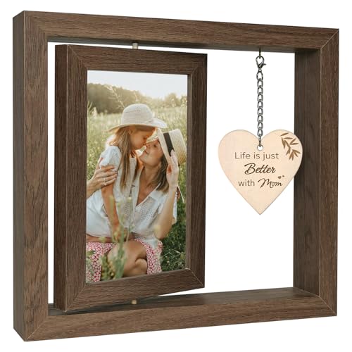 EYITUPC Rotating Wood Mom Picture Frame Gift for Birthday Christmas