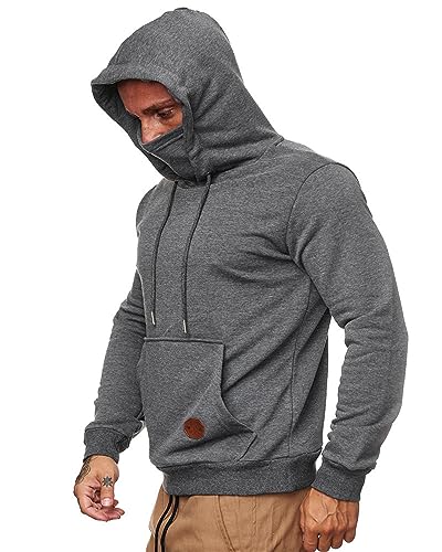 Men's Hooded Gym Workout Sweatshirt Lightweight Long Sleeve Hoodie with Built-in Face Cover Mask for Fishing Running3