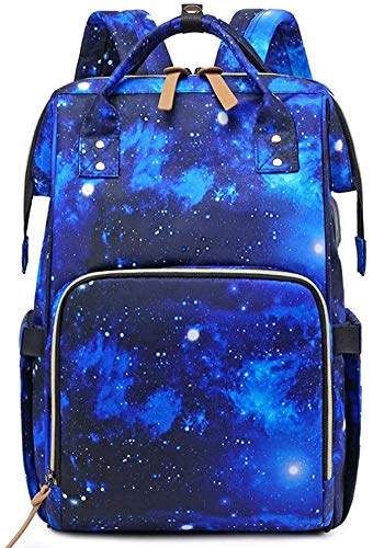 SwooK Mummy mommy baby Diaper Bag bagpack backpack Multi-Function Baby Diaper Backpack Nappy Bags Mom Dad Travel Backpack Large Capacity Baby diaper Bags (Constellation Blue)-image-11