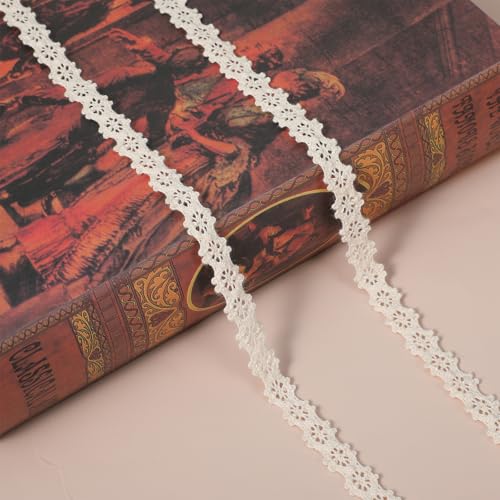 Ymapinc 10 Yards Vintage Cotton Lace Ribbon, 0.4inch (1cm) Thin