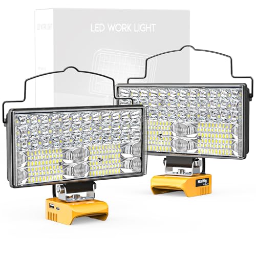 Image of MtiolHig 2Pcs Cordless LED Work Light Compatible with Dewalt 20V Battery, 145W 14500Lumens Flood Light Gifts for Men with USB&Type-C Charging for Workshop, Garage, Camping, Jobsite(Tool Only)