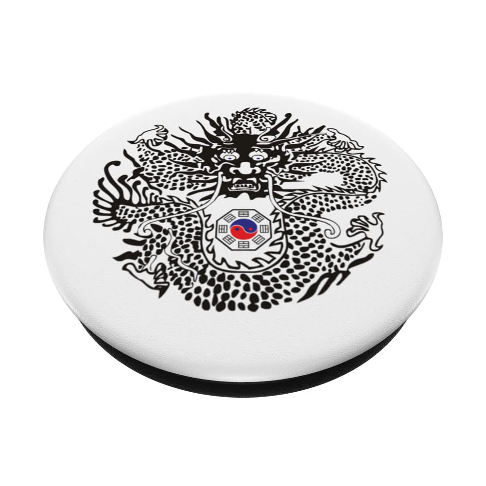 Chinese Ba Gua Dragon design, tai chi dragon PopSockets Swappable PopGrip, Black - Image 2