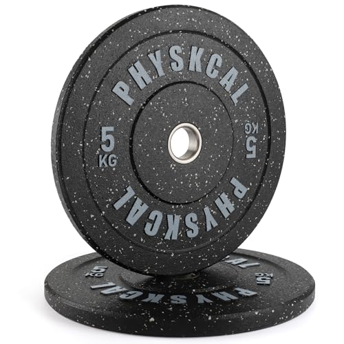 PhysKcal Hi-Temp Bumper Plates, Ø50mm disques olympiques en caoutchouc granulé, disques de poids colorés IWF, disques de poids pour l'haltérophilie et le...