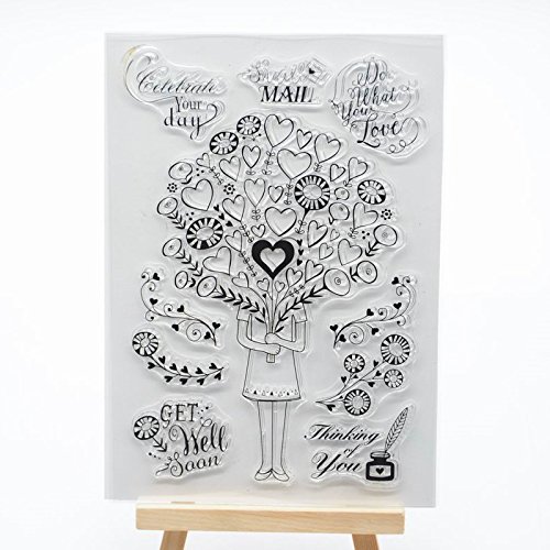 Wooyangfun Welcome To Joyful Home 1Pc Heart Girl Clear Stamp cover