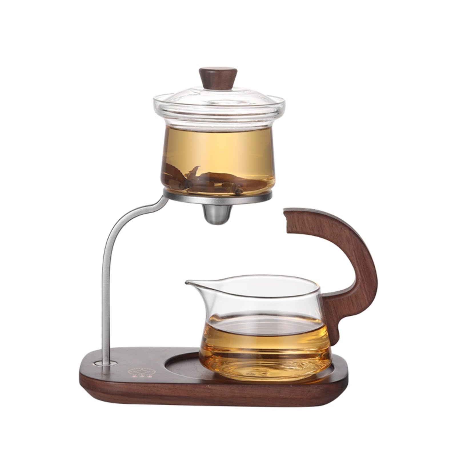 Enchanti - Teiera in legno semi-automatica, antigoccia, 350 ml, altezza 23 cm, trasparente