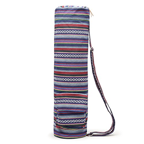 image for ELENTURE Canvas Yoga Mat Bag with Adjustable Strap & Pockets, Full-Zip