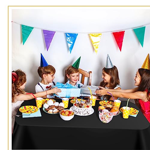 Image of tujol Black 6 Pack Plastic Table Cloth 54 inch x 108 inch, Disposable Tablecloths Rectangle Table Cover, Plastic Tablecloths for Parties