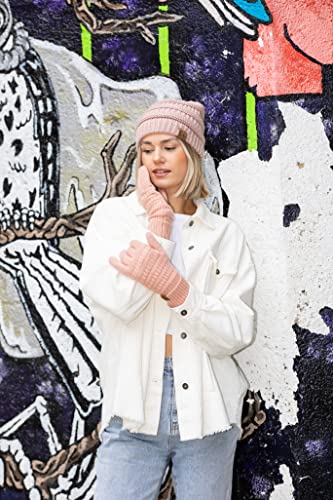 Image of Funky Junque Women's Beanie & Touchscreen Gloves Set - Soft 100% Acrylic Knit Winter Hat and Gloves, Cozy Cold Weather Gift
