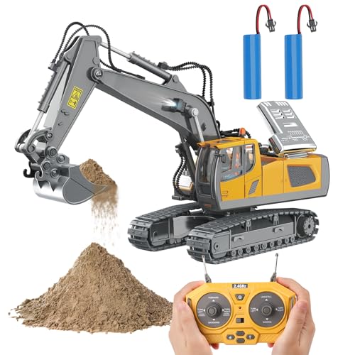 PREBOX Ferngesteuerter Bagger für Kinder ab 3 4 5 6 7 8 9 Jahren Junge 2.4 GHz Bagger Ferngesteuert mit Licht und Sound Spielzeug für Jungen im Alter von 4–12 Jahren Geburtstag