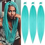 UPruyo Prestretched Pre Stretched Neon Mint Green Braiding Hair Extensions for Braids Kanekalon Weave Colored Braiding Hair Pre Stretched Fake Hair for Braiding ​(26 In 3 Packs)