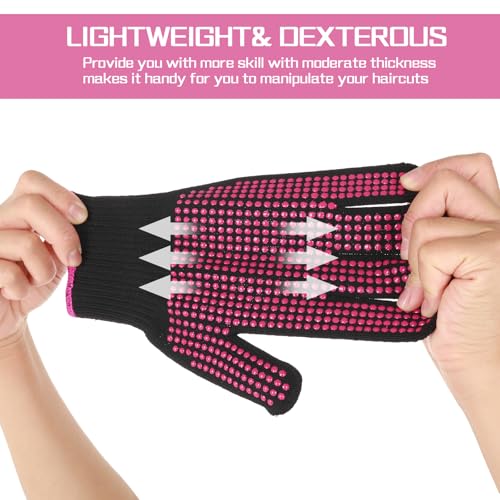 2 pcs heat resistant gloves with silicone bumps professional thermal styling gloves for women black 936 x 468 inches