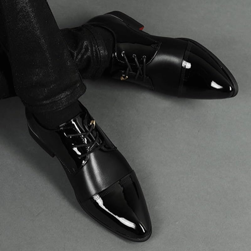 Men's Breathable Comfortable Business Lace Up Oxford Shoes Fashion Classic Round-Toe Low Top Leather Dress Shoes2