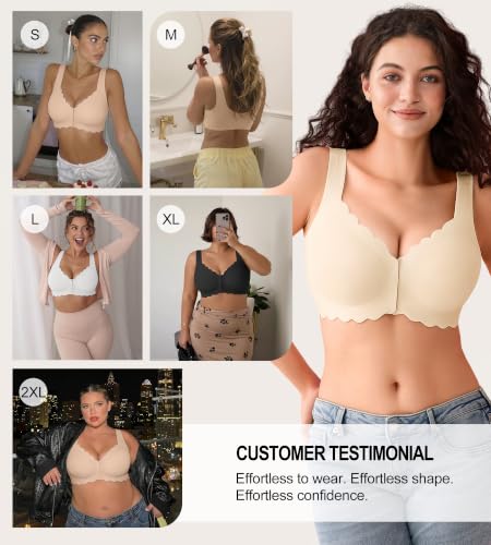 Image of Front Closure Bras for Women Seamless Wireless Push Up Bra No Underwire Full Coverage Comfort Bras Mastectomy Bralettes