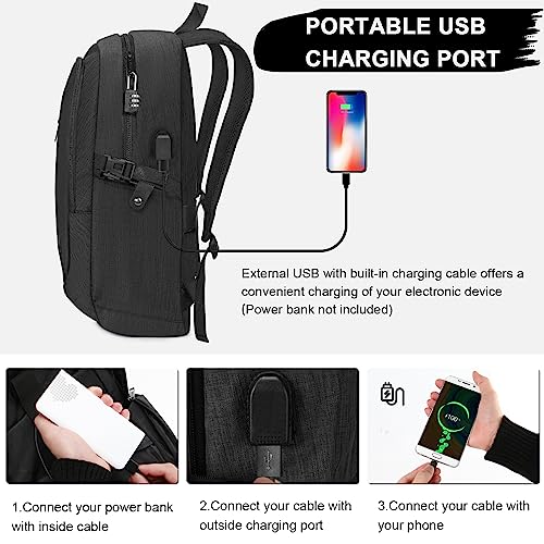 Business Travel Laptop Backpack, Anti Theft Slim Laptop Bag With Usb Charging Port For Men And Women, Water Resistant Computer Bag Fits 15.6 Inch Laptop And Notebook (Black) #TOP1
