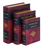 Deco 79 Wood Leather Book Box Made of Wood, Set of 3