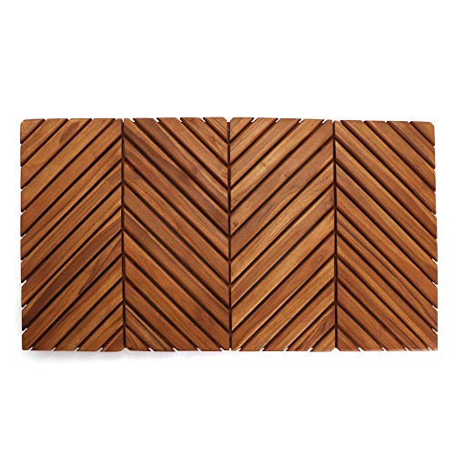 Belari Teak Shower Mat - Teak Bath Mat - Wood Bath Mat - Wood Shower Mat - Non Slip Indoor or Outdoor Shower Mat - Teak Doormat/Sauna Mat - Wooden Stall Mat (Chevron)