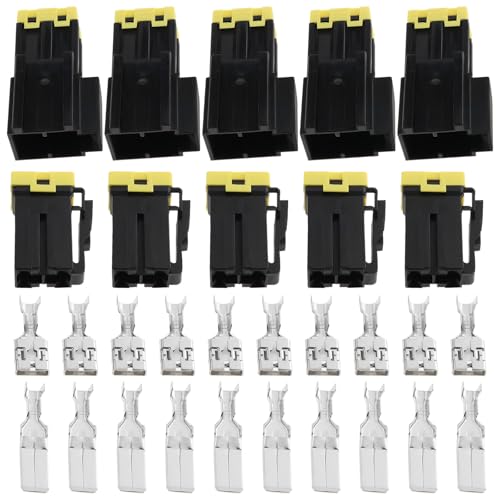 EMSea Juego de 5 Conectores Múltiples de 2 Vías Y 2 Pines de Alta Corriente de 9,5mm Y Terminales de 60 A Y 60 A para Conector Eléctrico de Automóvil Motocicleta Y Camión