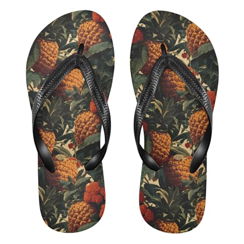 Flip Flop Sandals Retro Pineapple Print for Women Men Beach Outdoor XS