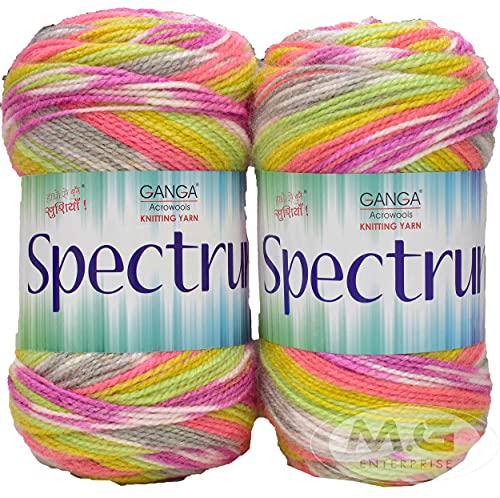 Image of Ganga Spectrum Chritmas (400 gm) Wool Ball Hand Knitting Wool /Art Craft Soft Fingering Crochet Hook Yarn, Needle Knitting Yarn Thread Dyed. with Needl B A BD