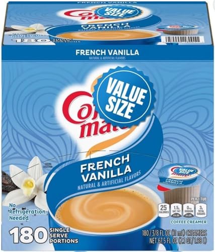 French Vanilla Creamer Singles, Liquid Creamer Singles, Non Dairy, No Refrigeration, 180 Creamer Singles Included Great for Offices, Restaurants, Coffee, Bar, Gift and Homes