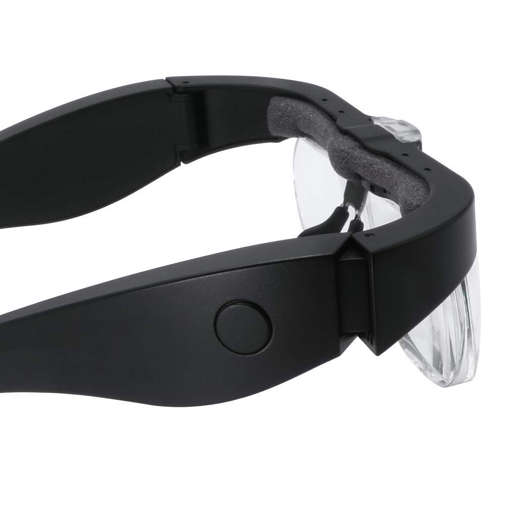 Loupe Frontale Lumineuse Avec Visière Intégrée - Zoom 1,5X À 5X Et 4 Lentilles Détachables - Lunettes Loupe Frontales Pour La Lecture, La Bijouterie, La Réparation De Montres Et D'Appareils Électroni